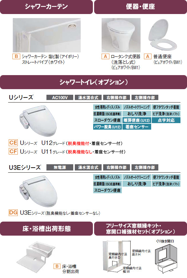 LIXIL リクシル 3点ユニットバス BLCWシリーズ<br>●1216タイプ(浴室内寸法1200×1600mm)<br>●旅館・ホテル・民泊向け<br>BLCW-1216LBE