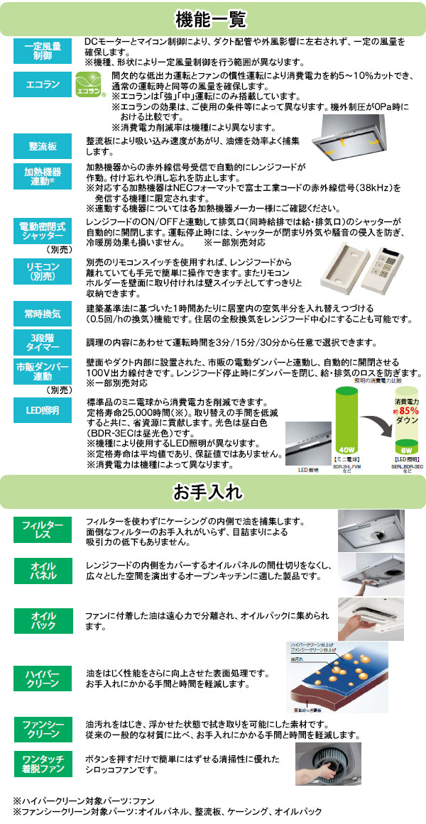 富士工業 レンジフード シロッコファン 天吊り型<br>●間口900mm<br>CBLRL-EC-901 FW/SI