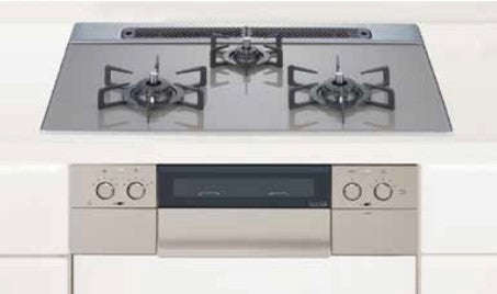 ハーマン ビルトイン 3口ガスコンロピアット piatto無水両面焼ワイド