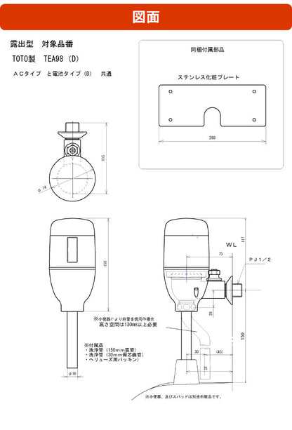 MINAMISAWA(ミナミサワ) 【FM6TW8-S】 フラッシュマン リカバリー1<br>●壁埋め込み式小便器改装用<br>●電池タイプ<br>●外付けタイプ<br>●センサー式<br>●露出設置<br>TOTO品番 TEA98