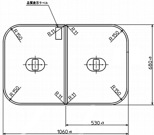 TOTO 浴室関連器具 ふろふた<br>●洗い場付き浴槽 2枚 1060×680mm <br>PCF1130R#NW1<br>風呂ふた・風呂フタ・フロフタ