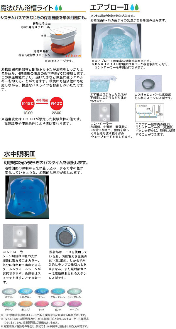 ★期間限定特別特価★<br>TOTO バスタブ スーパーエクセレントバス<br>PVK160_M_F<br>●1600×900×620mm ●魔法びん浴槽<br>●エアブローⅡ ●水中照明Ⅲ<br>