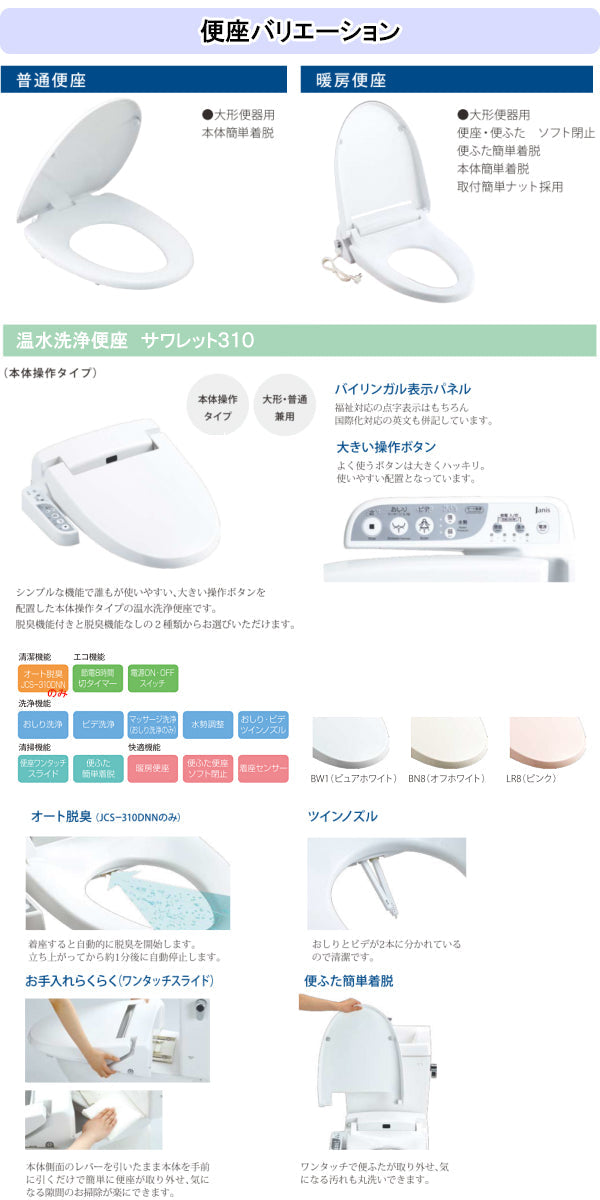 Janis(ジャニス) トイレ バリュークリン2<br>●普通便座(暖房便座､温水洗浄便座へ変更可)<br>●床排水：排水芯200mm固定<br>●手洗あり 陶器製タンク<br>SC8091-SG_+ST0793-1_M+NC822W