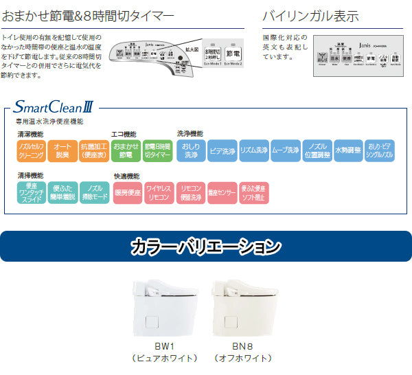 SMA8204SGB SMA8204SGC Janis(ジャニス) スマートクリン3 床排水・排水芯120・200mm 節水仕様 大4.5L・小4L