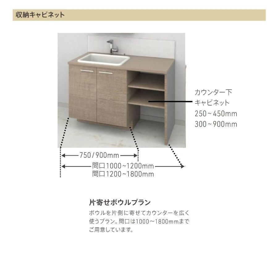 TOTO 洗面化粧台 ドレーナ 間口1000-1800mm 2枚扉 広ふかボウル 片寄せボウルプラン