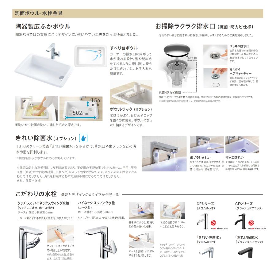 TOTO 洗面化粧台 ドレーナ 間口750mm 2枚扉 広ふかボウル センター