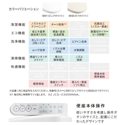 JCS-230ENN JCS-230DNN ジャニス 温水洗浄便座 サワレット230 本体操作タイプ