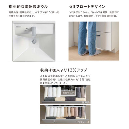 LU0903RAD2C ジャニス 洗面化粧台 ラフィーネ 間口900mm×高さ840mm×奥行き460mm