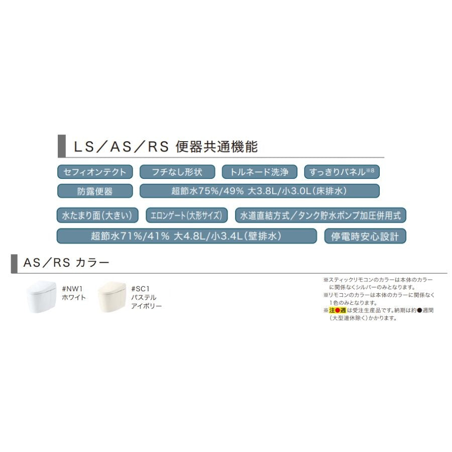 CES9710P CES9720P CES9710PW CES9720PW TOTO ネオレスト 壁排水 排水芯120mm AS1 AS2 給水隠蔽