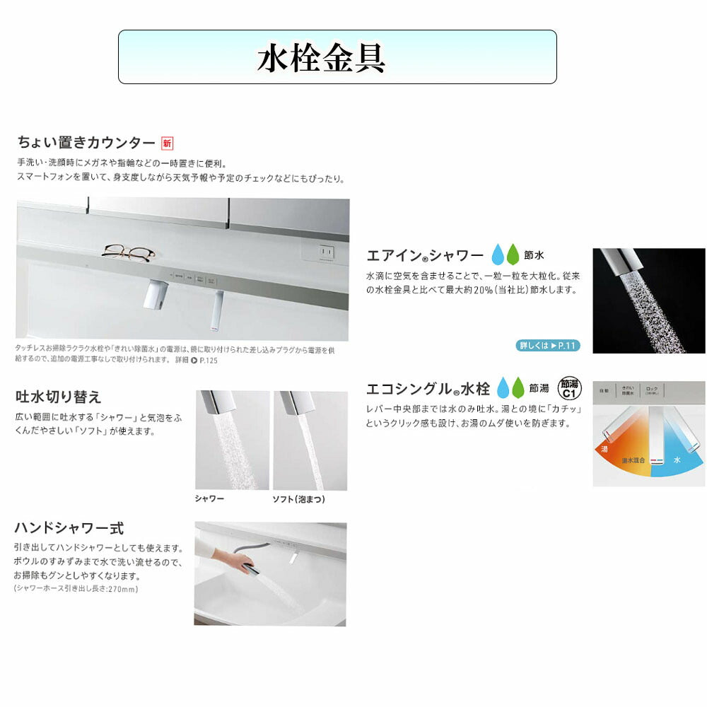 TOTO洗面化粧台オクターブスリム間口750mm開き扉タイプ1面鏡・タッチレスワイドLED照明
