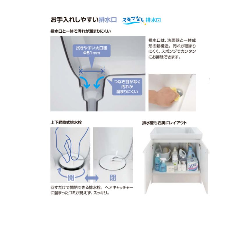 LIXIL リクシル 洗面化粧台 オフトフィット 間口750mm 引出タイプ 3面