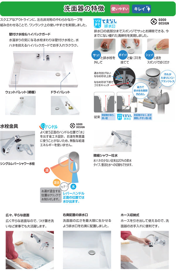 LIXIL(リクシル) INAX 洗面化粧台 ピアラ○間口750mm○シングルレバー