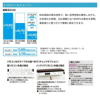 DT-CL114APMU  DT-CL115APMU DT-CL116APMU+YBC-CL10PM リクシル トイレ プレアスLS 床上排水155mm CLM4A CLM5A CLM6A