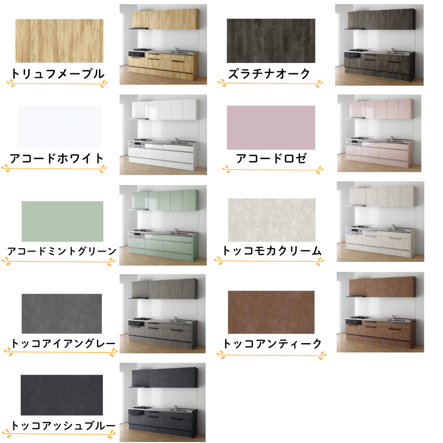 クリナップ システムキッチン ラクエラ I型 間口1800mm 開き扉 扉