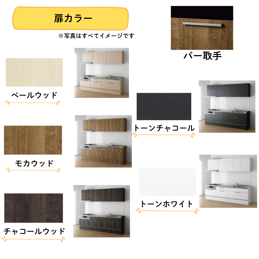 クリナップ システムキッチン ラクエラ I型 間口2850mm 開き扉 扉