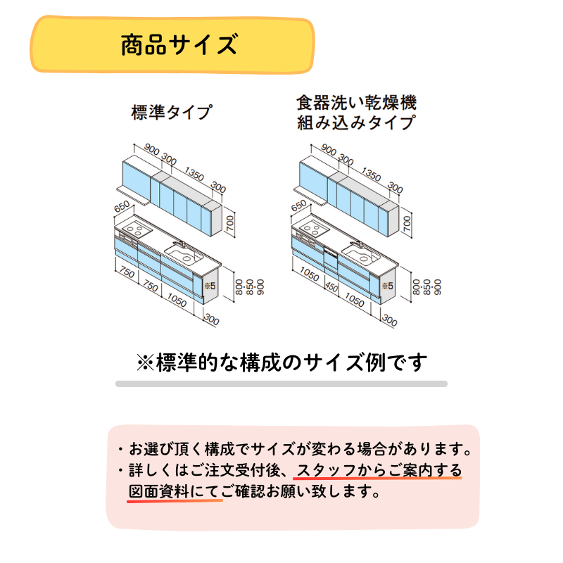クリナップ システムキッチン ラクエラ I型 間口2850mm スライド収納 扉グレードコンフォート カスタムプラン