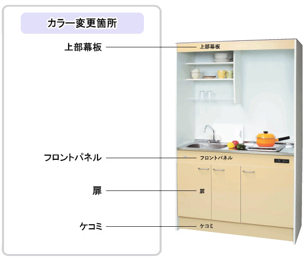 亀井製作所 ミニキッチン特注カラーオプション ライトグレード(つや消し・ポリエステル化粧合板) ※必ずミニキッチン本体と同時にご購入ください