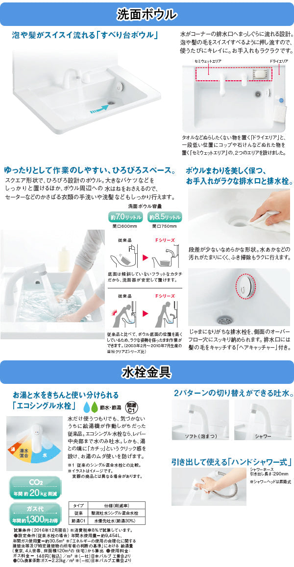 TOTO 洗面化粧台 Fシリーズ<br>●間口750mm<br>●片引き出しタイプ(内引き出し付き)<br>●一面鏡(鏡裏収納付き)<br>●エコシングルシャワー水栓<br>LDPL075BJGE_2_+LMSPL075A4G__1_